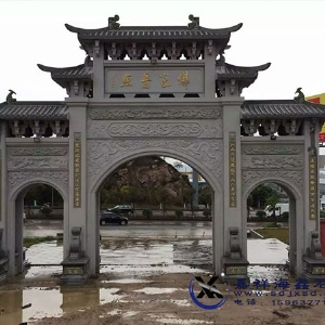 寺庙三门石雕牌坊